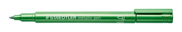 Dekoračný popisovač, 1-2 mm, kužeľový hrot, STAEDTLER "8323", kovovo zelený 3