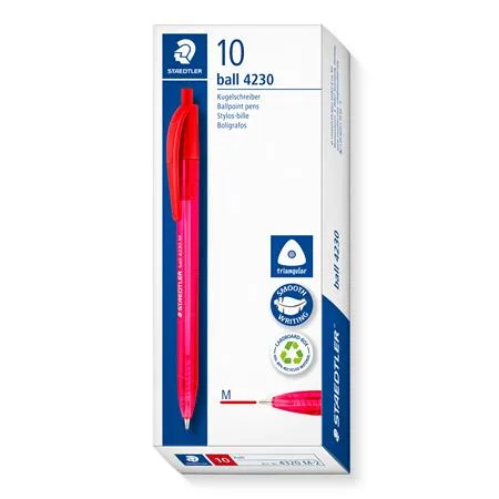 Guľôčkové pero, 1 mm, stláčací mechanizmus, STAEDTLER "Ball 423 M", červené 4