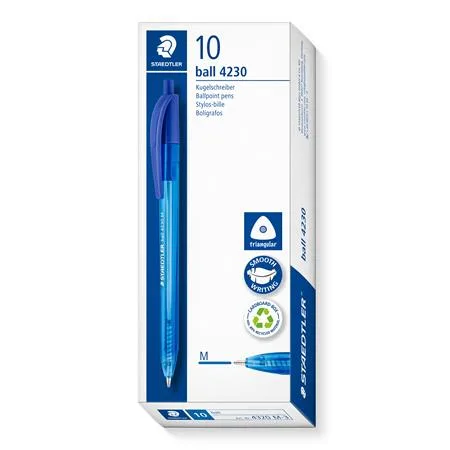 Guľôčkové pero, 1 mm, stláčací mechanizmus, STAEDTLER "Ball 423 M", modrá 2
