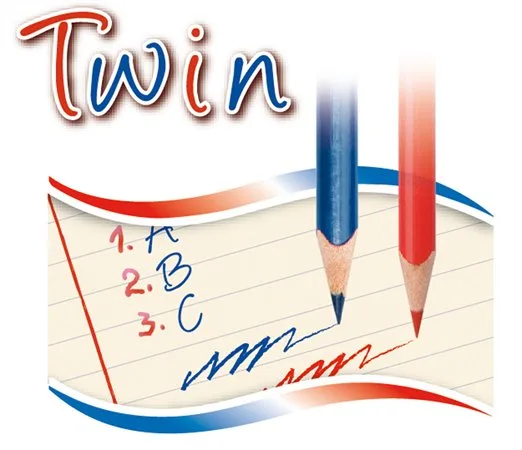 Poštová ceruzka, trojhranný tvar, KORES "Twin", modro-červená 2