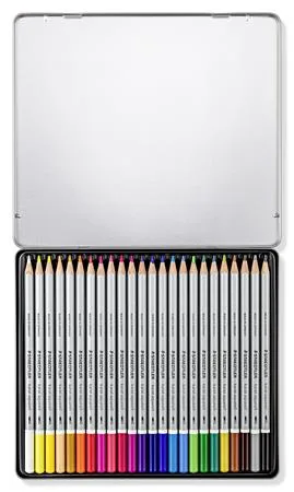 Akvarelové ceruzky, sada, šesťhranné, plechová krabička STAEDTLER "Karat® aquarell 125", 24 rôznych farieb 2