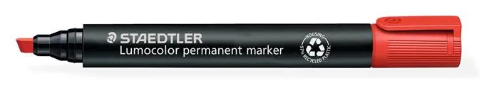 Permanentný popsiovač, zrezaný hrot, STAEDTLER "Lumocolor 350", červený 2
