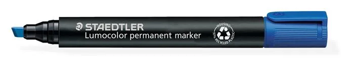 Permanentný popisovač, zrezaný hrot, STAEDTLER "Lumocolor 350", modrý 2