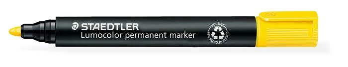 Permanentný popisovač, 2 mm, kužeľový hrot, STAEDTLER "Lumocolor 352", žltý 2