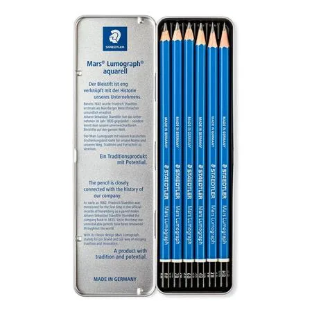 Grafitová ceruzka, sada, plechová krabička, šesťhranná, STAEDTLER "Mars Lumograph 100", 6 rôznych tvrdostí 2