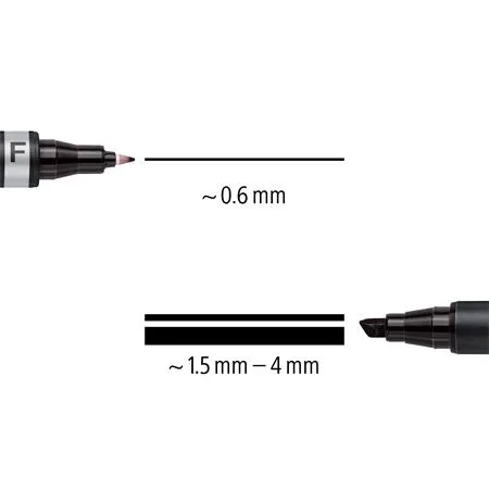 Permanentný popsiovač, F/M, 0,6/1,5 mm, kužeľový hrot, s 2 hrotmi, STAEDTLER "Lumocolor Duo", čierny 3