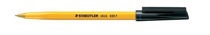 Guľôčkové pero, 0,3 mm, s vrchnákom, STAEDTLER "Stick 430 F", čierne 2