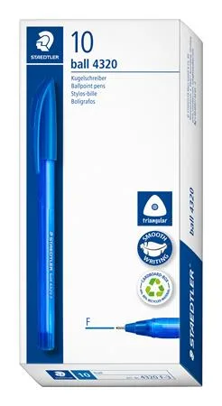 Guľôčkové pero, 0,3 mm, s vrchnákom, STAEDTLER "Ball", modré 3