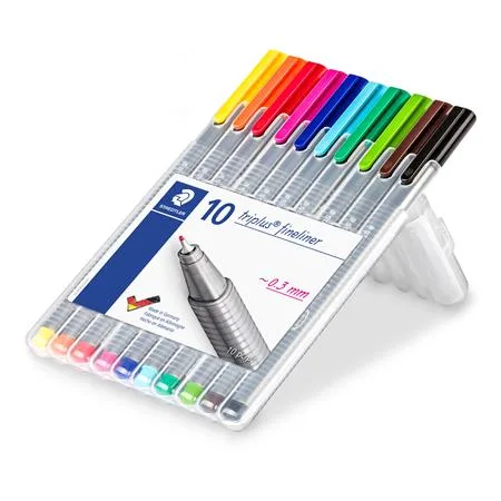 Liner, sada, 0,3 mm, STAEDTLER "Triplus 334", 10 rôznych farieb 2