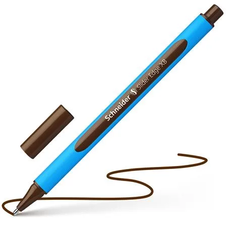 Guľôčkové pero, 0,7 mm, s vrchnákom, SCHNEIDER "Slider Edge XB", hnedé 4