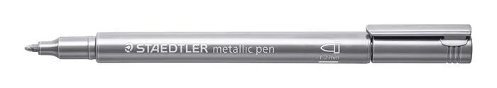 Dekoračný popisovač, 1-2 mm, kužeľový, STAEDTLER, strieborný 3