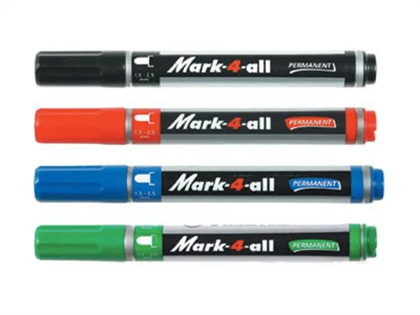 Permanentný popisovač, 1,5-2,5 mm, kužeľový hrot, STABILO "Mark-4-all", modrý 2