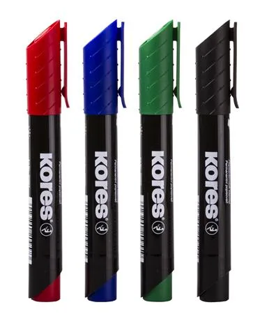 Permanentný popisovač, sada, 3-5 mm, kužeľový hrot, KORES "K-Marker XP1", 4 rôzne farby 2