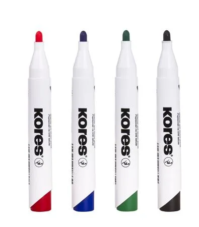 Popisovač na biele a flipchartové tabule, sada, 3 mm, kužeľový KORES "K-Marker XW1", 4 rôzne farby 2