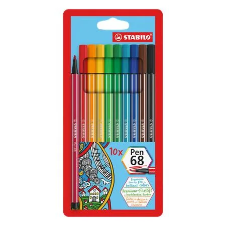 Popisovač, sada, 1 mm, STABILO "Pen 68", 10 rôznych farieb 2