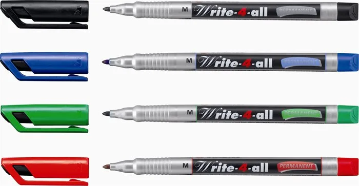 Permanentný popisovač, 1 mm, kužeľový hrot, STABILO "Write-4-all", M, čierna 2