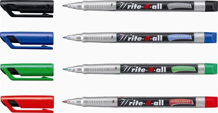 Permanentný popisovač, 0,7 mm, kužeľový hrot, STABILO "Write-4-all", čierna 2