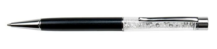 Guľôčkové pero, s bielym krištáľom SWAROVSKI®, 14 cm,  ART CRYSTELLA, čierna 2