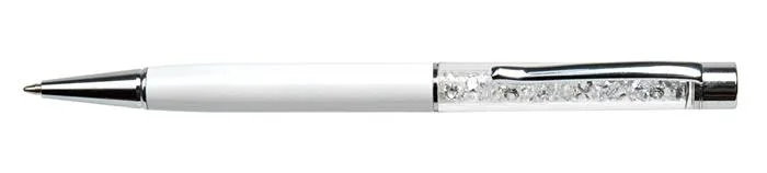 Guľôčkové pero, s bielym krištáľom SWAROVSKI®, 14 cm, ART CRYSTELLA, krémovo biela 2