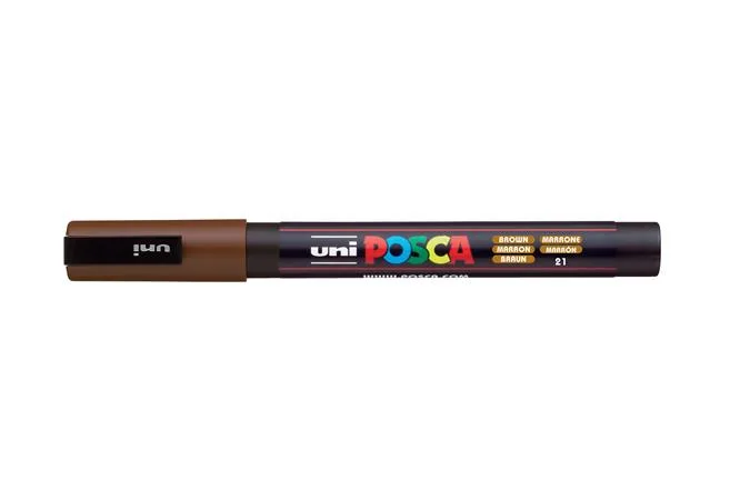 Dekoračný popisovač, 0,9-1,3 mm, UNI "Posca PC-3M", hnedý 2