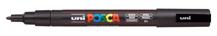 Dekoračný popisovač, 0,9-1,3 mm, UNI "Posca PC-3M", čierny 2