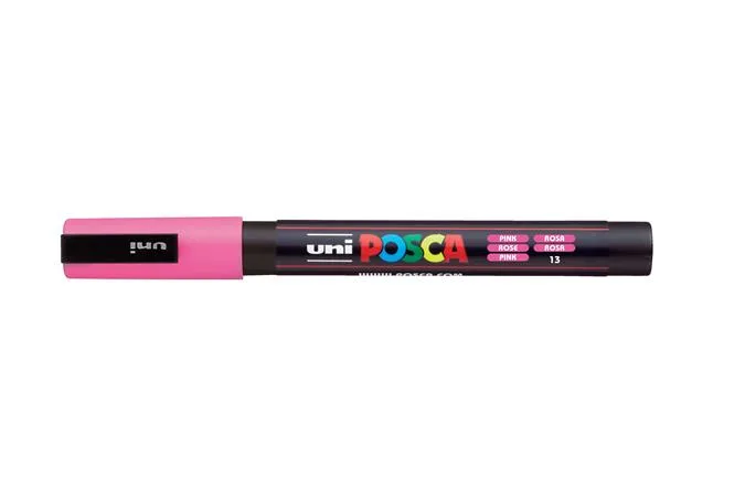 Dekoračný popisovač, 0,9-1,3 mm, UNI "Posca PC-3M", ružový 2