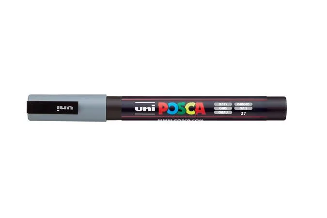 Dekoračný popisovač, 0,9-1,3 mm, UNI "Posca PC-3M", sivý 2