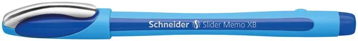 Guľôčkové pero, 0,7 mm, s vrchnákom, SCHNEIDER "Slider Memo XB", modrá 3