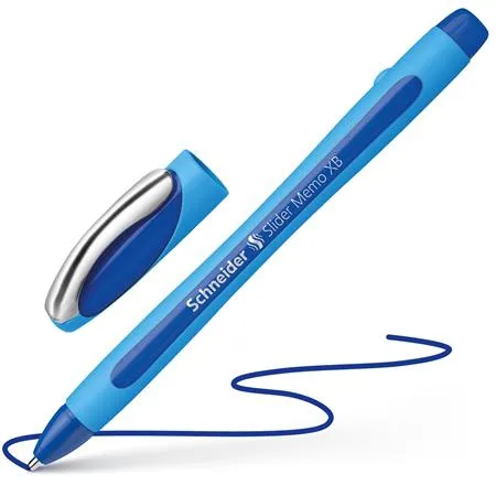 Guľôčkové pero, 0,7 mm, s vrchnákom, SCHNEIDER "Slider Memo XB", modrá 4