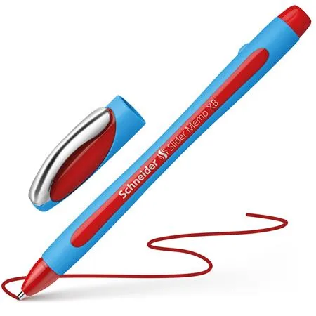 Guľôčkové pero, 0,7 mm, s vrchnákom, SCHNEIDER "Slider Memo XB", červená 4