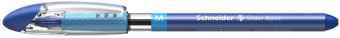 Guľôčkové pero, 0,5 mm, s vrchnákom, SCHNEIDER "Slider M", modré 3