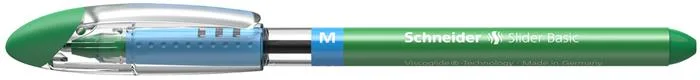 Guľôčkové pero, 0,5 mm, s vrchnákom, SCHNEIDER "Slider M", zelené 3