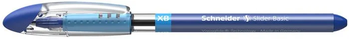 Guľôčkové pero, 0,7 mm, s vrchnákom, SCHNEIDER "Slider XB", modré 3
