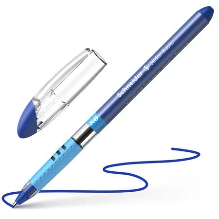 Guľôčkové pero, 0,7 mm, s vrchnákom, SCHNEIDER "Slider XB", modré 4