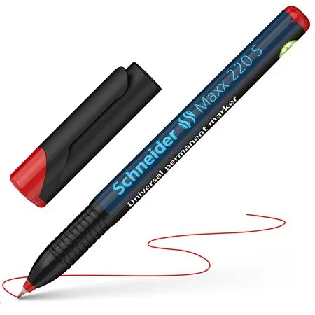 Permanentný popisovač, OHP, 0,4 mm, SCHNEIDER "Maxx 220 S", červený 3