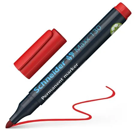 Permanentný popisovač, 1-3 mm, kužeľový hrot, SCHNEIDER "Maxx 130", červený 4