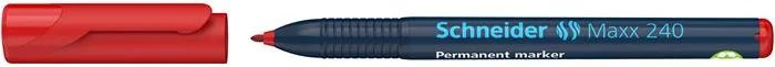Permanentný popisovač, 1- 2 mm, kužeľový hrot, SCHNEIDER "240", červený 2