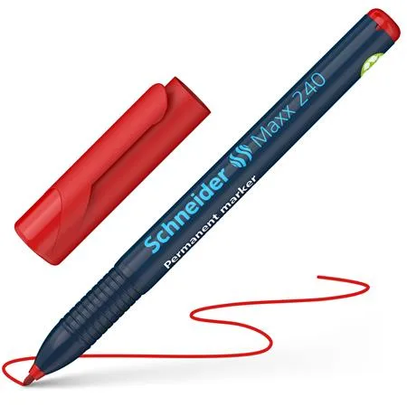 Permanentný popisovač, 1- 2 mm, kužeľový hrot, SCHNEIDER "240", červený 5