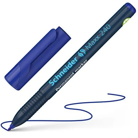 Permanentný popisovač, 1- 2 mm, kužeľový hrot, SCHNEIDER "240", modrý 5