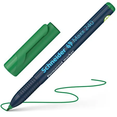 Permanentný popisovač, 1- 2 mm, kužeľový hrot, SCHNEIDER "240", zelený 5