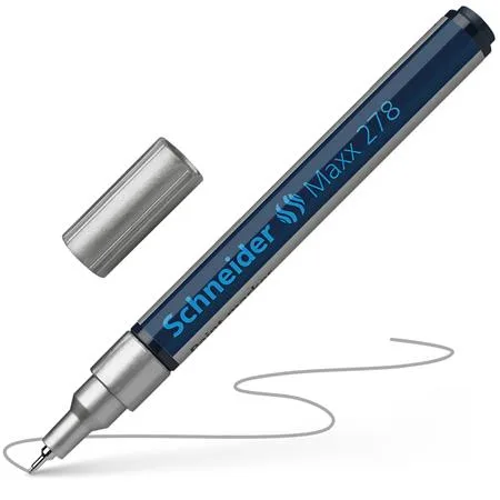 Lakový popisovač, 0,8 mm, SCHNEIDER "Maxx 278", strieborný 4