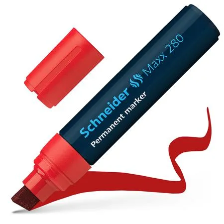 Permanentný popisovač, 4-12 mm, zrezaný hrot, SCHNEIDER "Maxx 280", červený 4