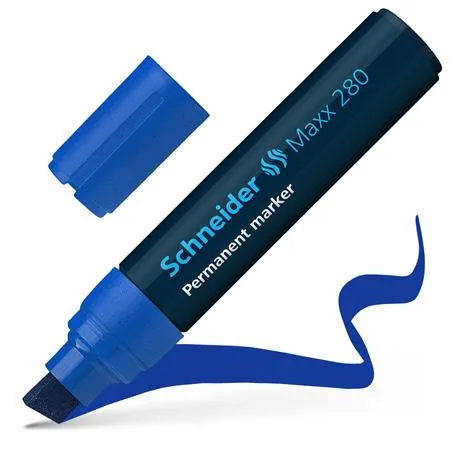 Permanentný popisovač, 4-12 mm, zrezaný hrot, SCHNEIDER "Maxx 280", modrý 4