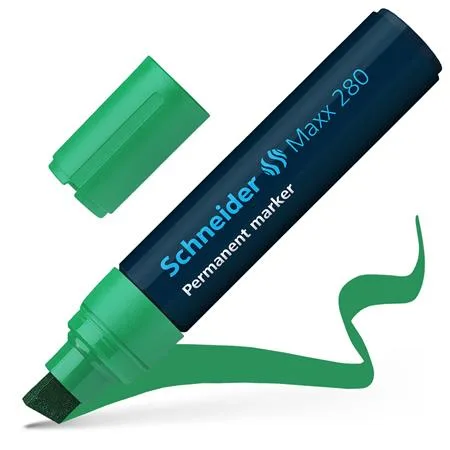 Permanentný popisovač, 4-12 mm, zrezaný hrot, SCHNEIDER "Maxx 280", zelený 4
