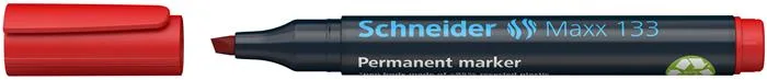 Permanentný popisovač, 1-4 mm, zrezaný hrot, SCHNEIDER "Maxx 133", červený 2