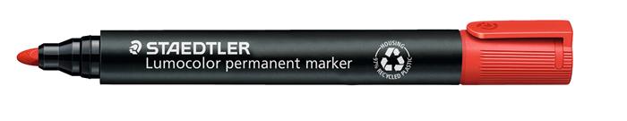 Permanentný popisovač, 2 mm, kužeľový hrot, STAEDTLER "Lumocolor 352", červený 2