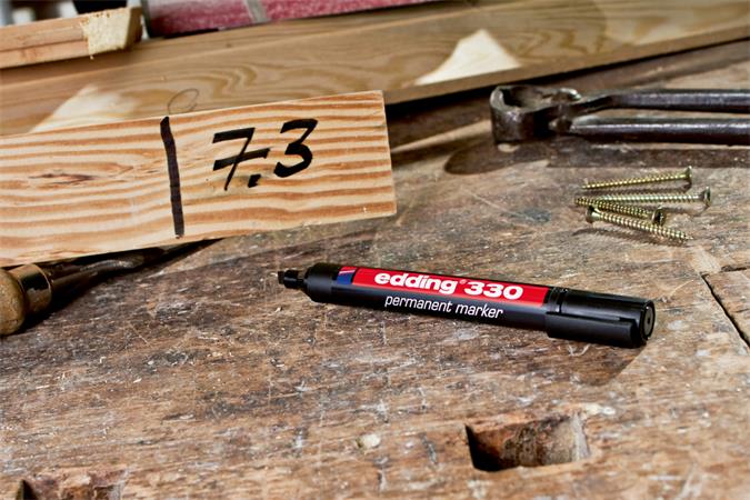 Permanentný popisovač, 1-5 mm, zrezaný hrot, EDDING "330", červený 5