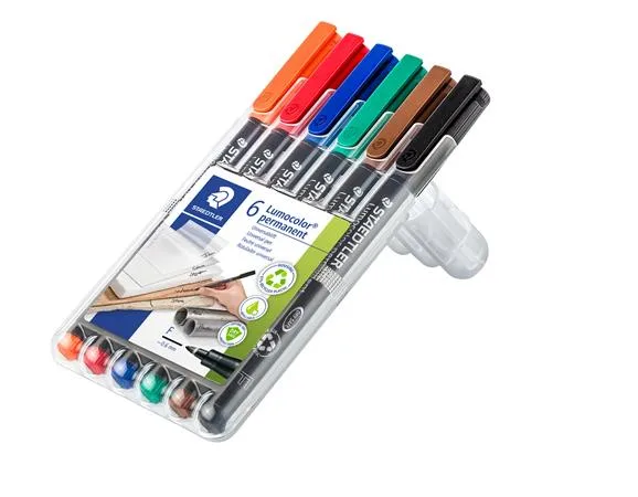 Permanentný popisovač, sada, 0,6 mm, STAEDTLER "Lumocolor® 318", 6 rôznych farieb 2