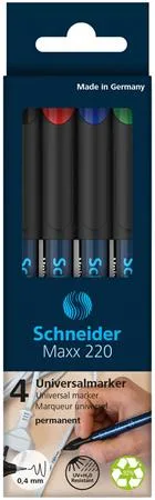 Permanentný popisovač, sada, OHP, 0,4 mm, SCHNEIDER "Maxx 220 S", 4 rôzne farby 2