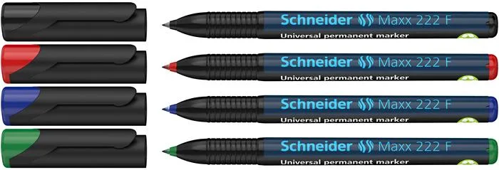 Permanentný popisovač, OHP, 0,7 mm, SCHNEIDER "Maxx 222 F", 4 rôzne farby 2